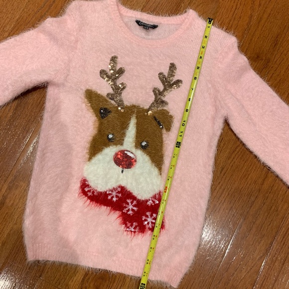 Sequin Reindeer Eyelash Sweater women XS/child XL NWOT - Picture 5 of 7